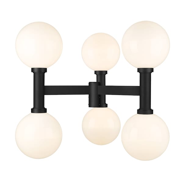 Z-Lite Laurent Outdoor Post Mount Fixture, 6-Light, 39 In.W x 34.5 In.H, Black/Opal 597BP6-BK - main